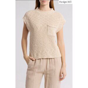 DESIGN 365 NWT CUP SLEEVE SLUB COTTON BLEND DUNE VEST SWEATER. SIZE L